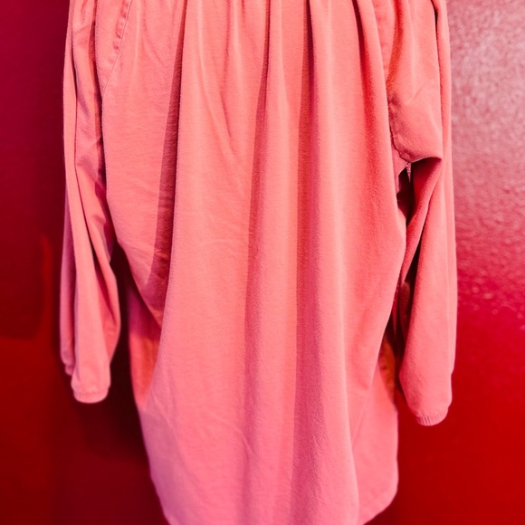 Lands' End Pink 3/4 Sleeve Tie Front Blouse, Size L - Picture 2 of 9